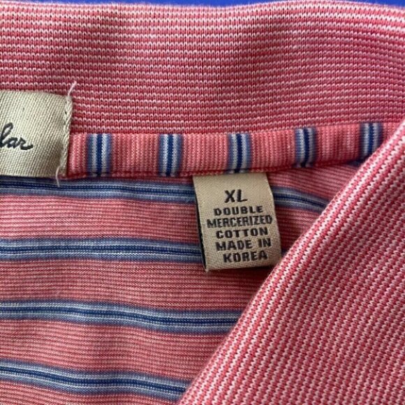Peter Millar Polo Shirt Mens XL Pink Blue Striped Preppy Golf Casual S/S - Picture 9 of 11